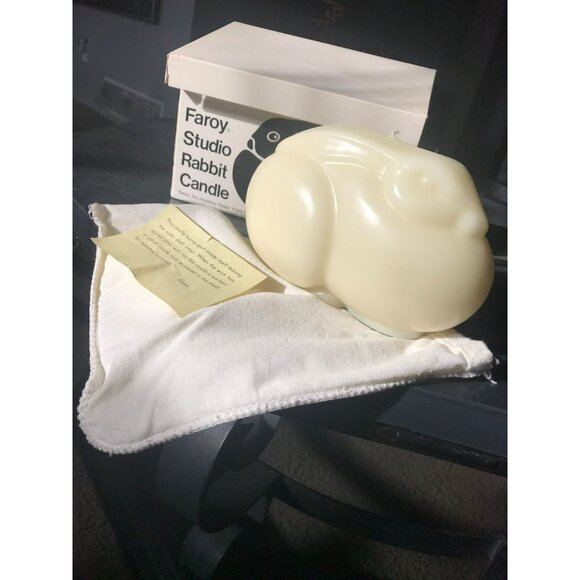 Vintage Faroy Studio Rabbit Candle Ivory Bunny Easter White Pouch Instructions - Picture 9 of 10